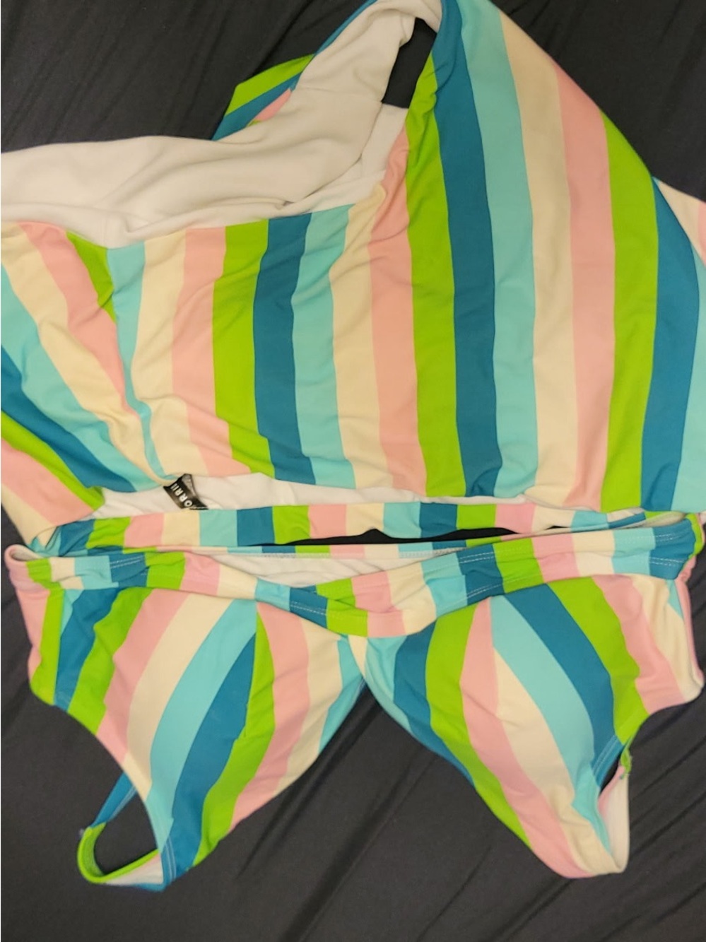 torrid Striped Bikini Set in Blue, Green & Pink